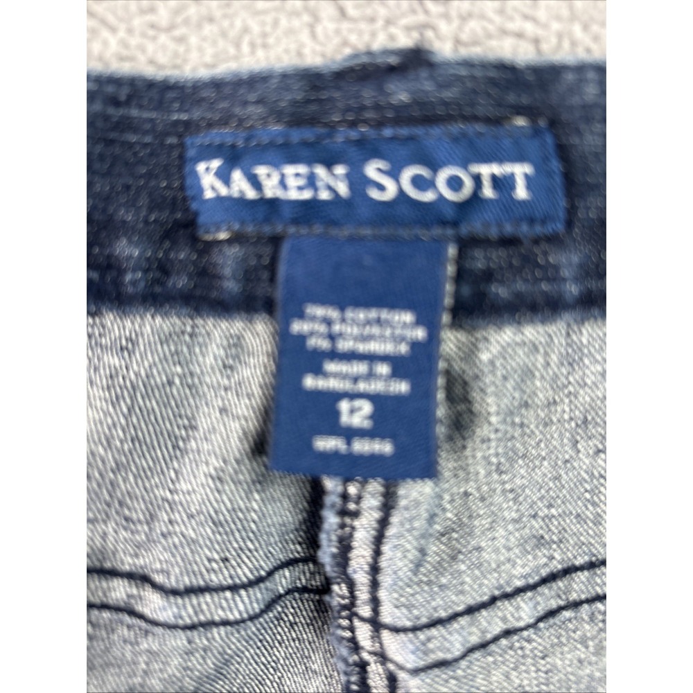 Karen Scott Women's Size 12 Straight Dark Wash‎ Mid Rise Cropped Capris - Picture 6 of 11